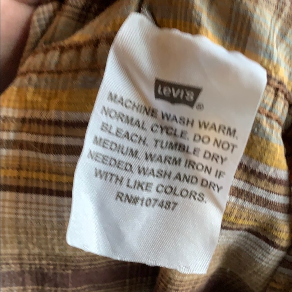 Levi’s• Snap Button Yellow & Brown Rustic Top - Picture 3 of 7